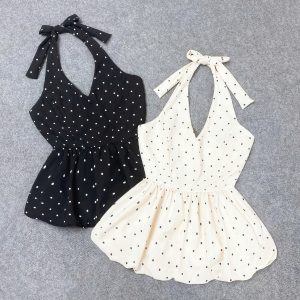 Áo yếm chấm bi cột cổ