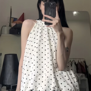 Áo yếm chấm bi dáng bí phồng